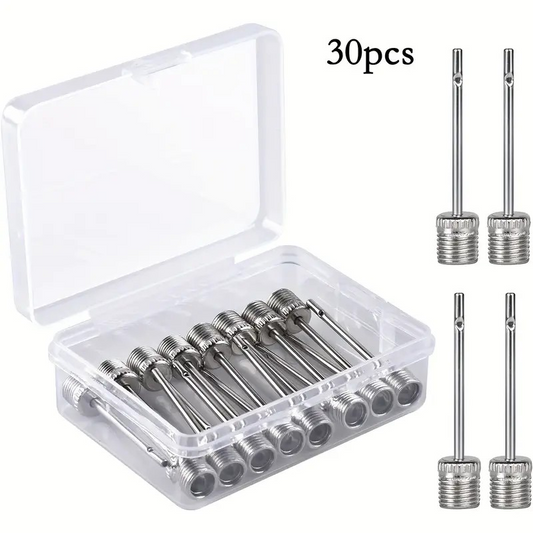 Agujas de inflador para balones : Pack 30 unidades de acero inoxidable con caja