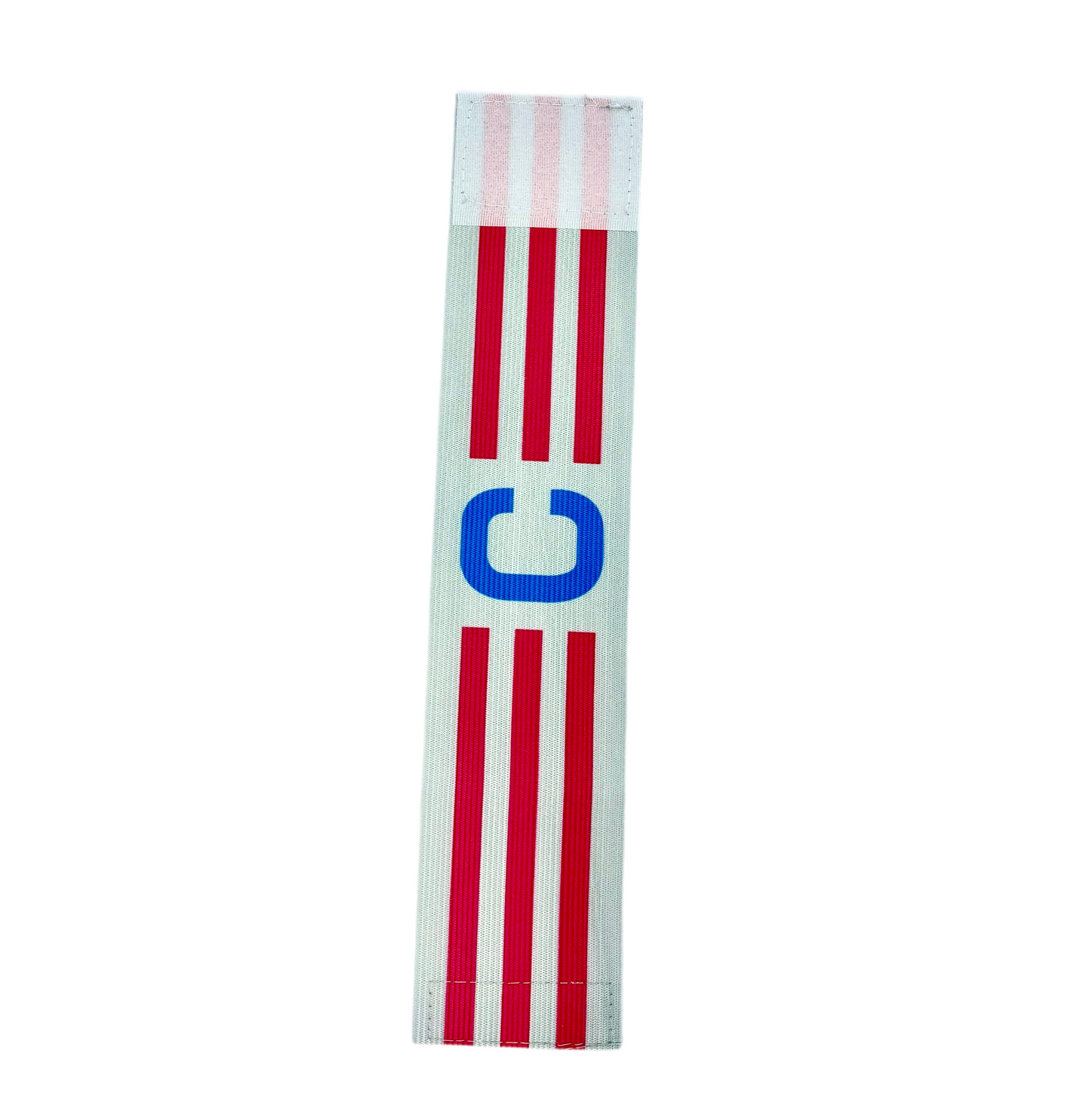 Brazalete de capitán de fútbol elástico con letra “C” y colores con rayas