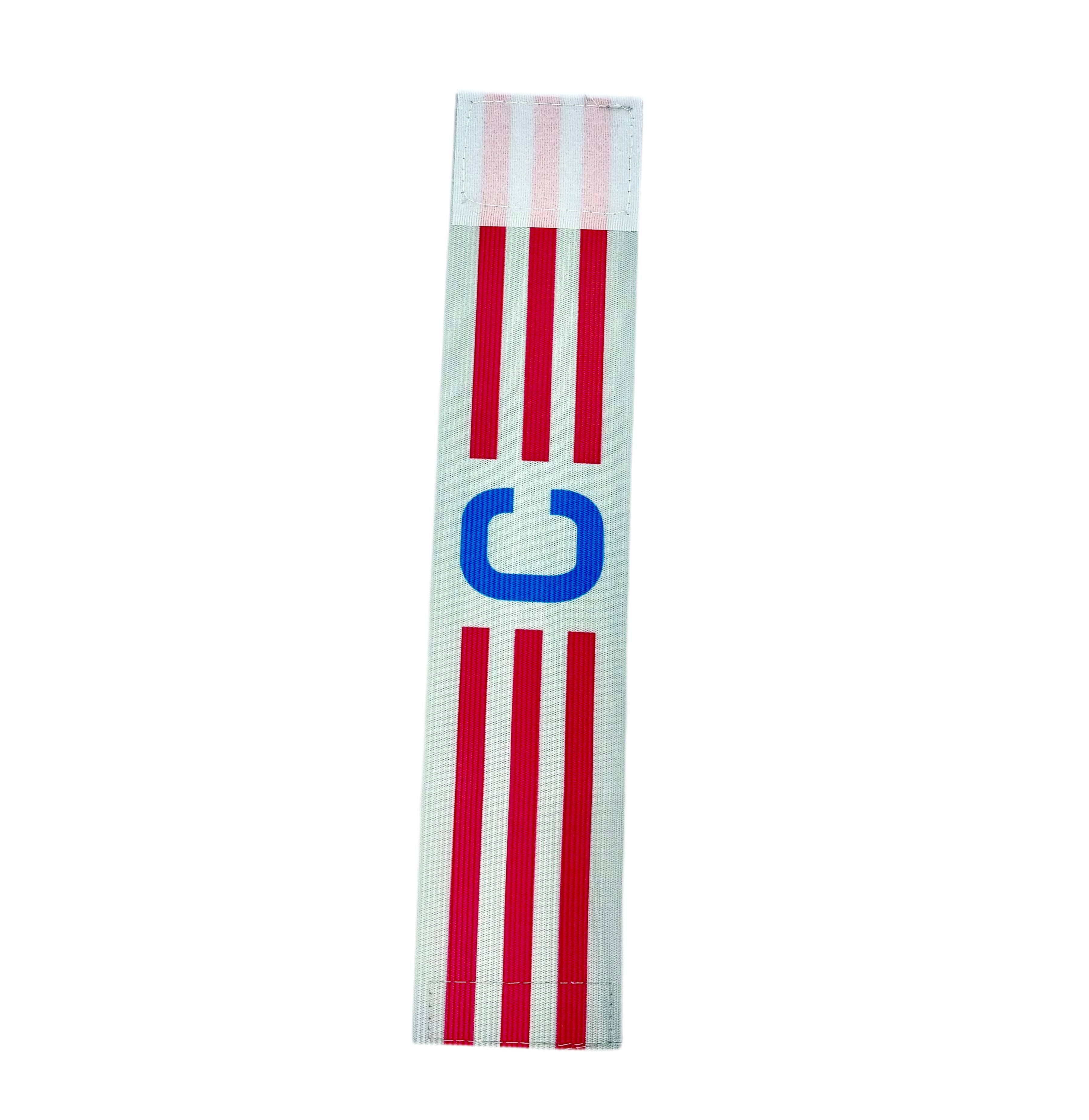 Brazalete de capitán de fútbol elástico con letra “C” y colores con rayas