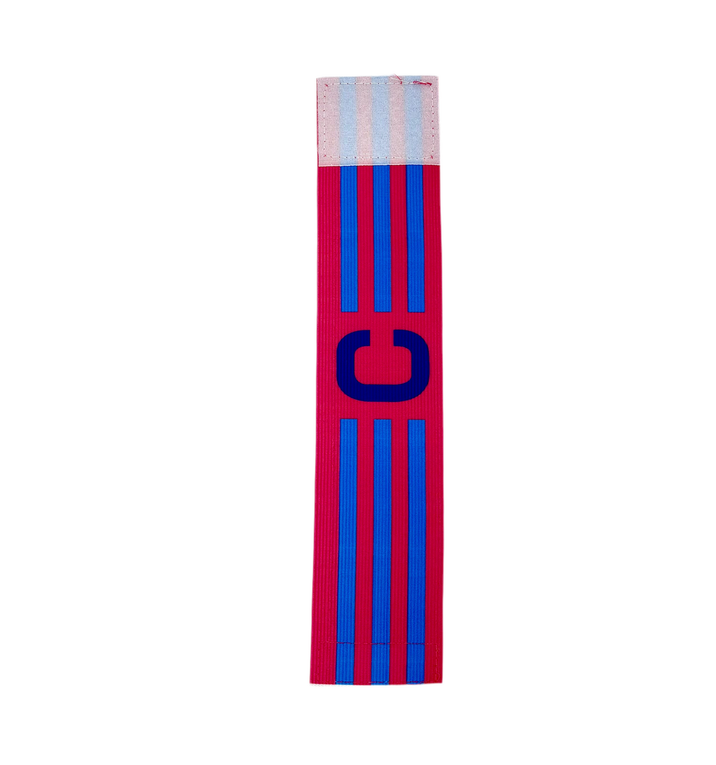 Brazalete de capitán de fútbol elástico con letra “C” y colores con rayas