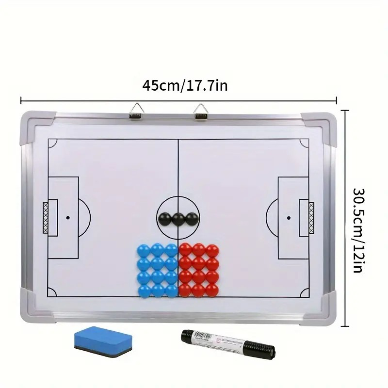 Tablero táctico de fútbol magnético : Pizarra de estrategia con marco de aluminio