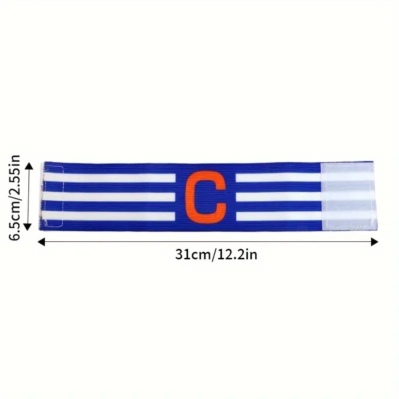 Brazalete de capitán de fútbol elástico con letra “C” y colores con rayas